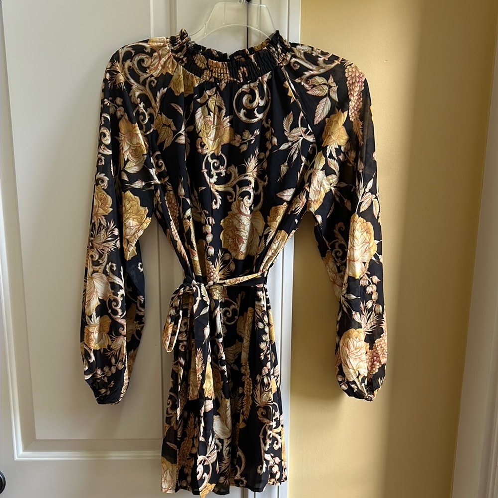 Flying Tomato Black and Gold Patterned Dress